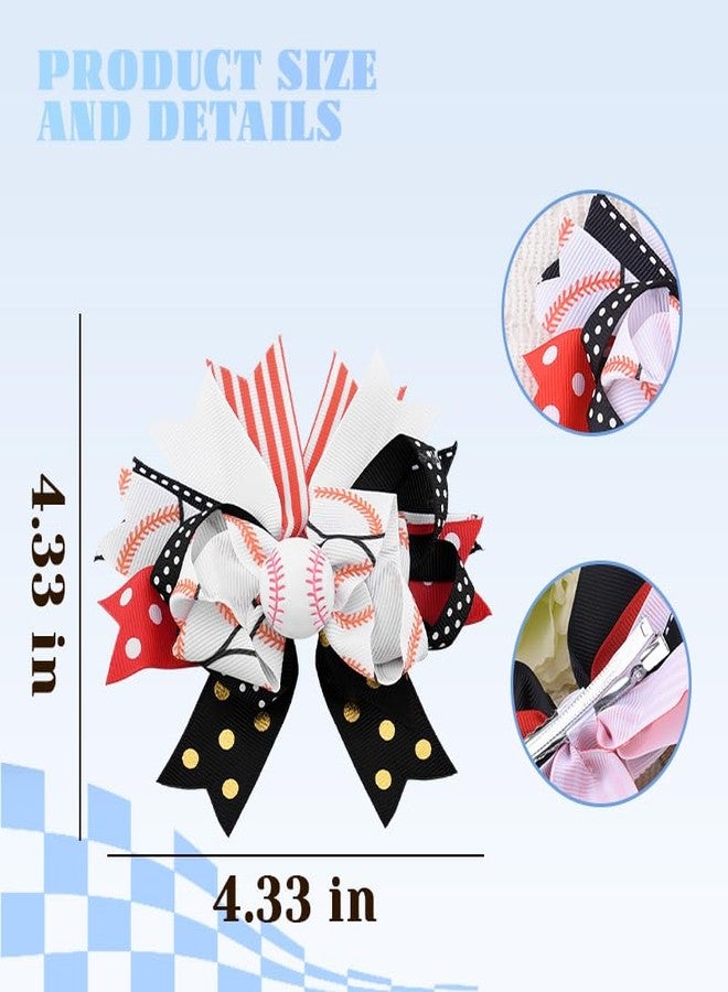 Borhmty Baseball Ribbon Hair Accessories for Women Girls Baseball Lovers Fans Birthday Christmas Gifts for Players Coaches Cheer Gifts for Cheerleaders Base Ball Bow Hair Clip for Women Girls - Image 2